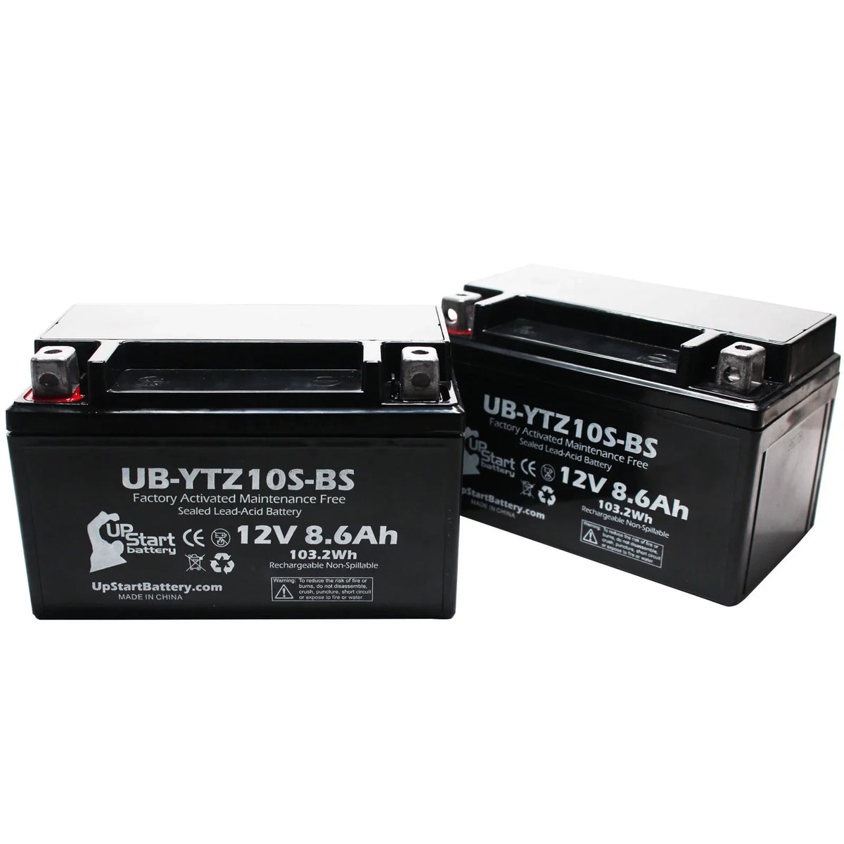 2-Pack UpSizetart Battery Replacement 2011 Yamaha YZF-R6 (excl. R6Size) 600CC Factory Activated, Maintenance Free, Motorcycle Battery - 12V, 8.6Ah, UB-YTZ10Size-BSize