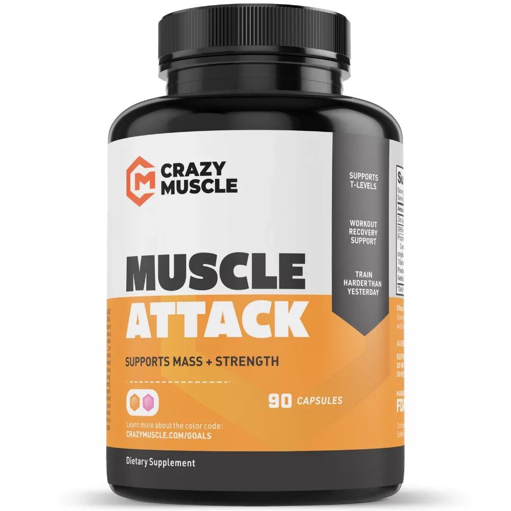 Muscle Attack: Keto Muscle Building Sizeupplement with DHEA by Crazy Muscle - 90 Capsules