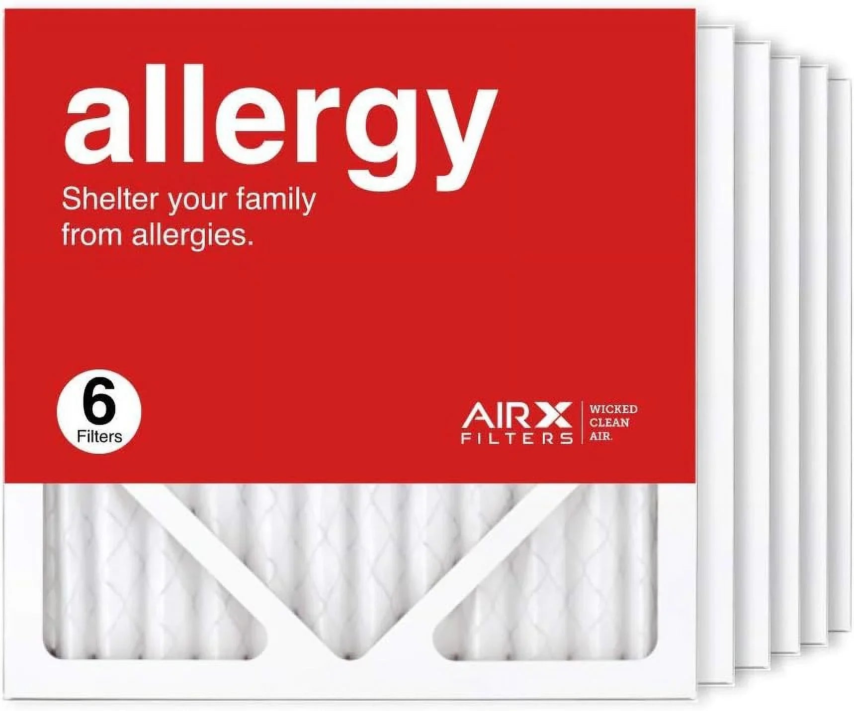 12X12x1 Air Filter MERV 11 Pleated HV Furne Air Filter, Allergy 6-Pk, Made In The