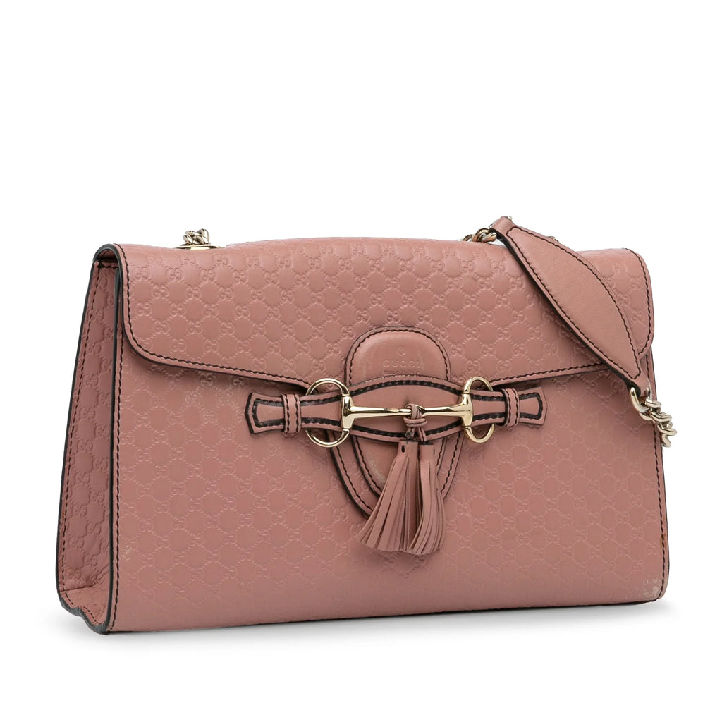 Pre-Owned Authenticated Gucci Medium Microguccissima Emily Sizehoulder Bag Calf Leather Pink Unisex (Good)