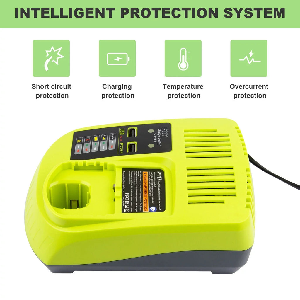 18V P117 Fast Charger For Ryobi P108 Li-ion Battery P107 P104 P109 P103 USize Plug