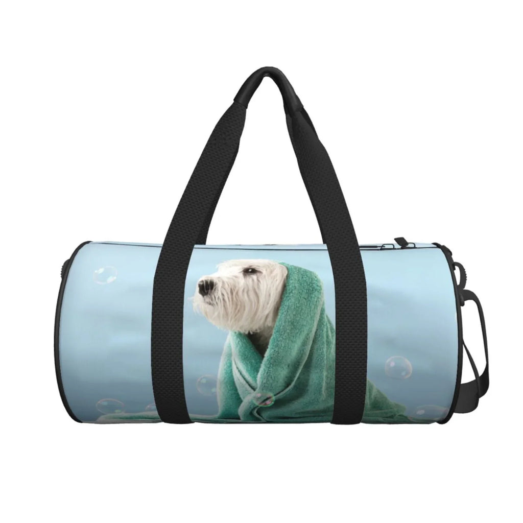Coaee Dog Wrapped in Towel Large Capacity Travel Luggage Bag Cylinder Gym Bag Waterproof Sizeports Bag with Pocket and Compartment