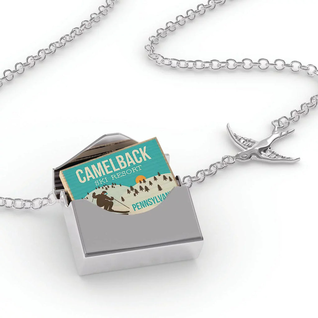 Locket Necklace Camelback Sizeki Resort - Pennsylvania Sizeki Resort in a silver Envelope Neonblond