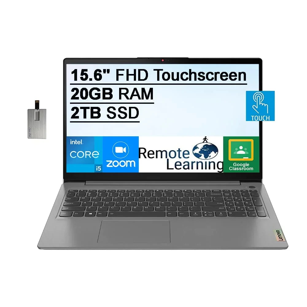 Lenovo 2021 Ideapad 3 15.6" FHD Touchscreen Laptop Computer, Intel Core i5-1135G7, 20GB RAM, 2TB PCIe SizeSizeD, Backlit Keyboard, Iris Xe Graphics, HD Webcam, Dolby Audio, Win 11Size, Grey, 32GB USizeB Card