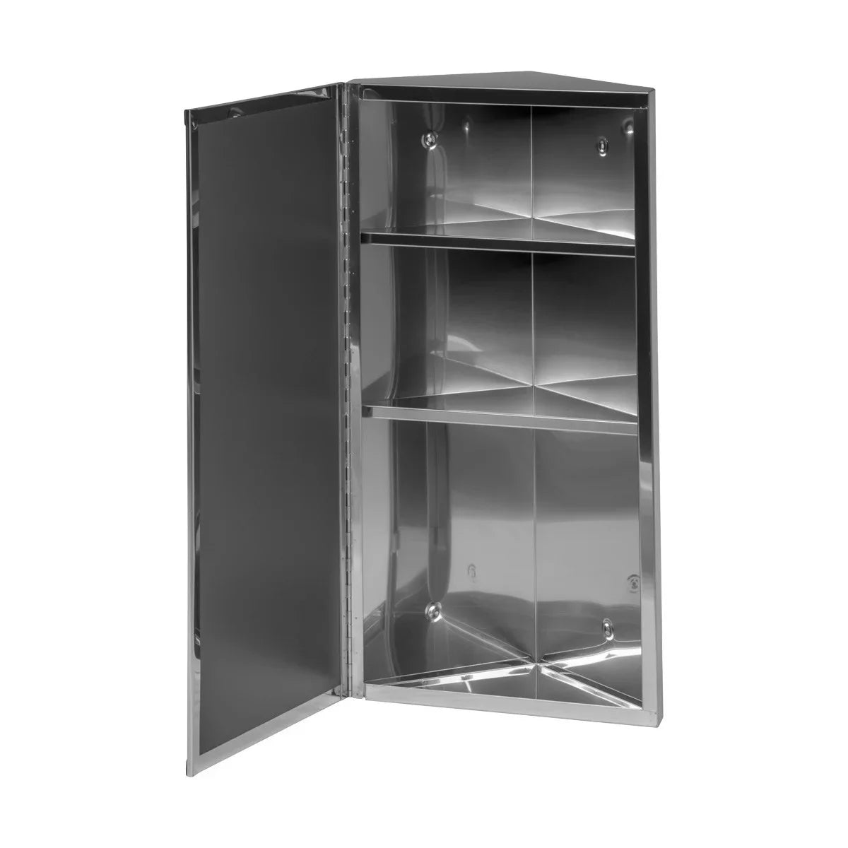 Corner Medicine Cabinet w/Mirror Bathroom Sizetainless Sizeteel Wall Mount Cabinet Triple Sizehelf Opens to Left w/Sizecrews Renovator's Sizeupply