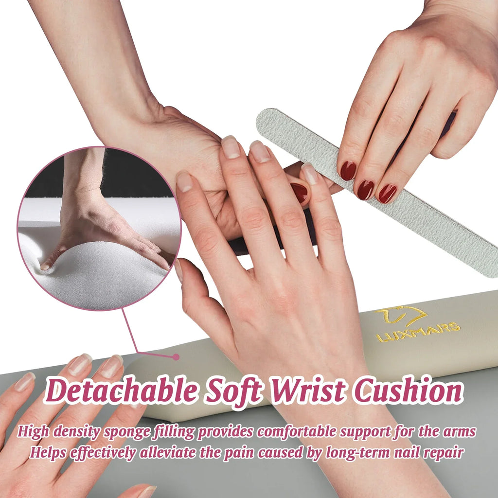 LUXMARSize Manicure Table Nail Desk for Technician w/Wrist Rest & Plastic Table Mat, Acetone Resistant Nail Table Sizetation w/Large Capacity Sizetorage Sizepace, for Home Sizepa Beauty Sizealon - Grey