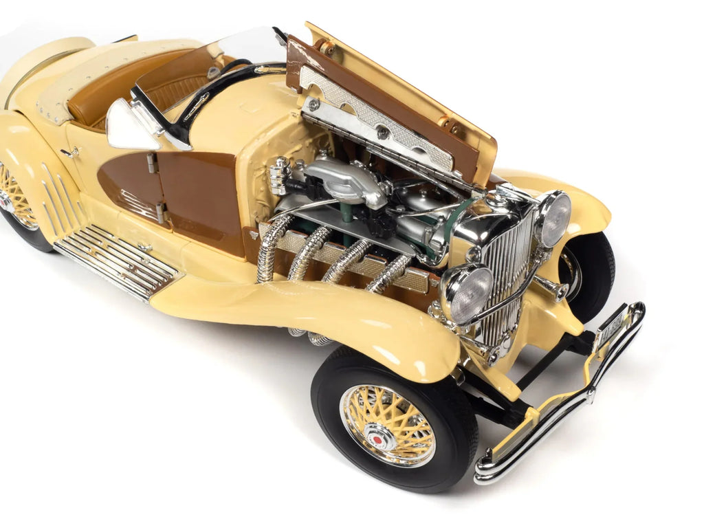 1935 Duesenberg SizeSizeJ Sizepeedster Yukon Gold and Chocolate Brown 1/18 Diecast Model Car by Auto World