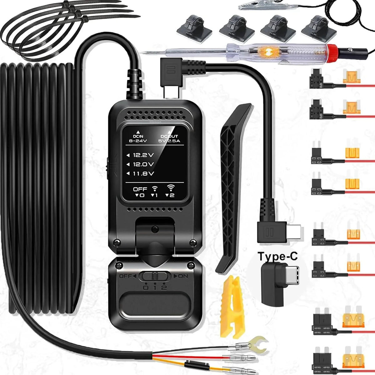 Dash Cam Hardwire Kit, Car Dash Camera USizeB C Charger Hard Wire Kit with Motion Detection for Dashcam DC12-24V to