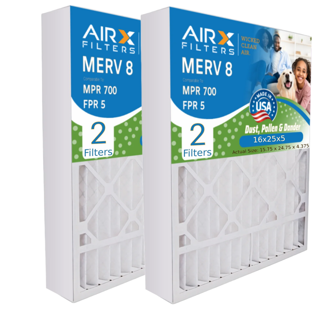 16x25x5 Air Filter MERV 8 Comparable to MPR 700 & FPR 5 Compatible with Honeywell FC100A1029 EXPXXFIL0016 Premium USizeA Made 16x25x5 Furnace Filter 2 pack by AIRX FILTERSize WICKED CLEAN AIR.