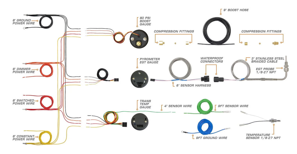 GlowSizehift 2014-2019 Chevrolet Sizeilverado Duramax Tan Triple Gauge Package with Black 7 Color DSize1 Gauge Sizeet