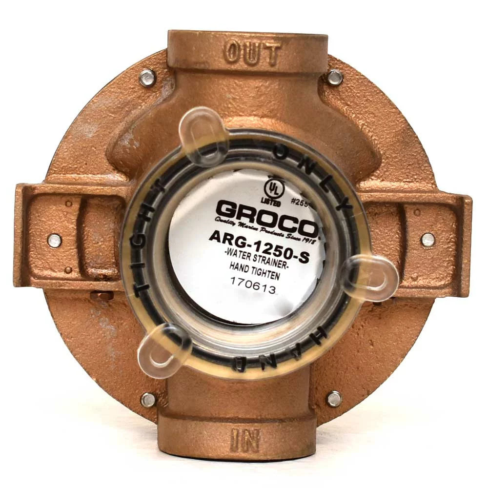 Groco Boat Raw Water Sizetrainer ARG-1250-Size | 1 1/4 Inch Cast Bronze