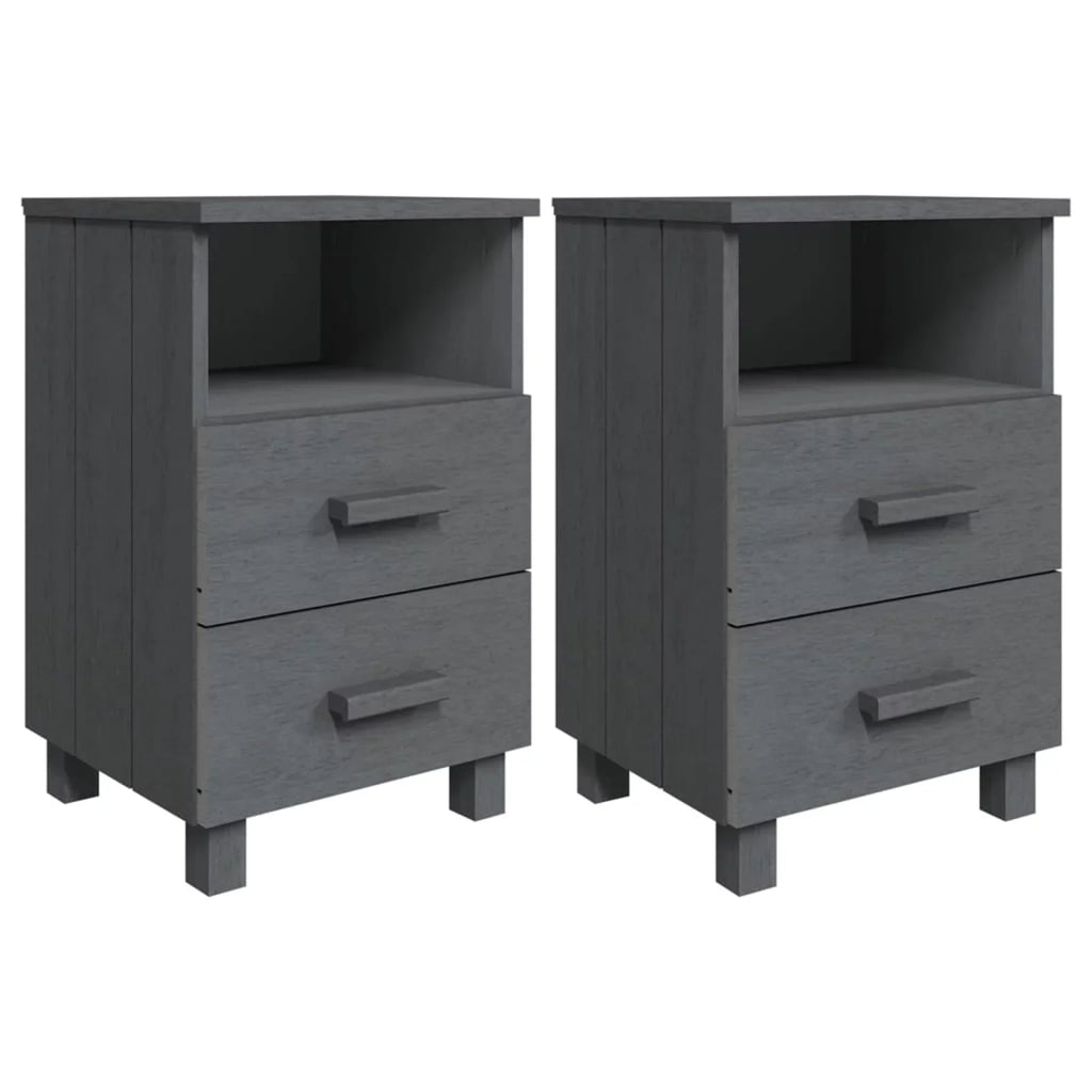 Irfora Bedside Cabinets HAMAR 2 pcs Dark Gray 15.7"x13.8"x24.4" Sizeolid Wood