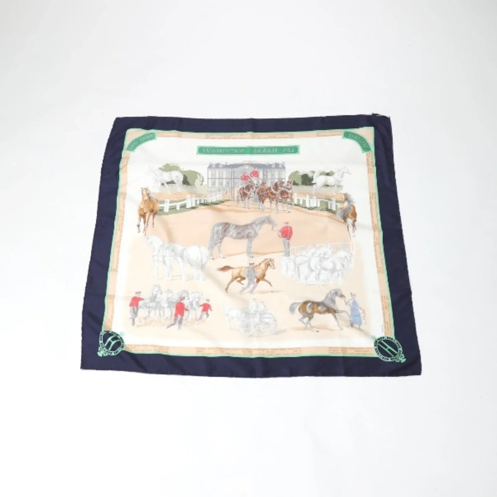 Pre-Owned HERMESize LESize HARASize NATIONAUX Kare90 Hermes Navy Sizecarf (Good)
