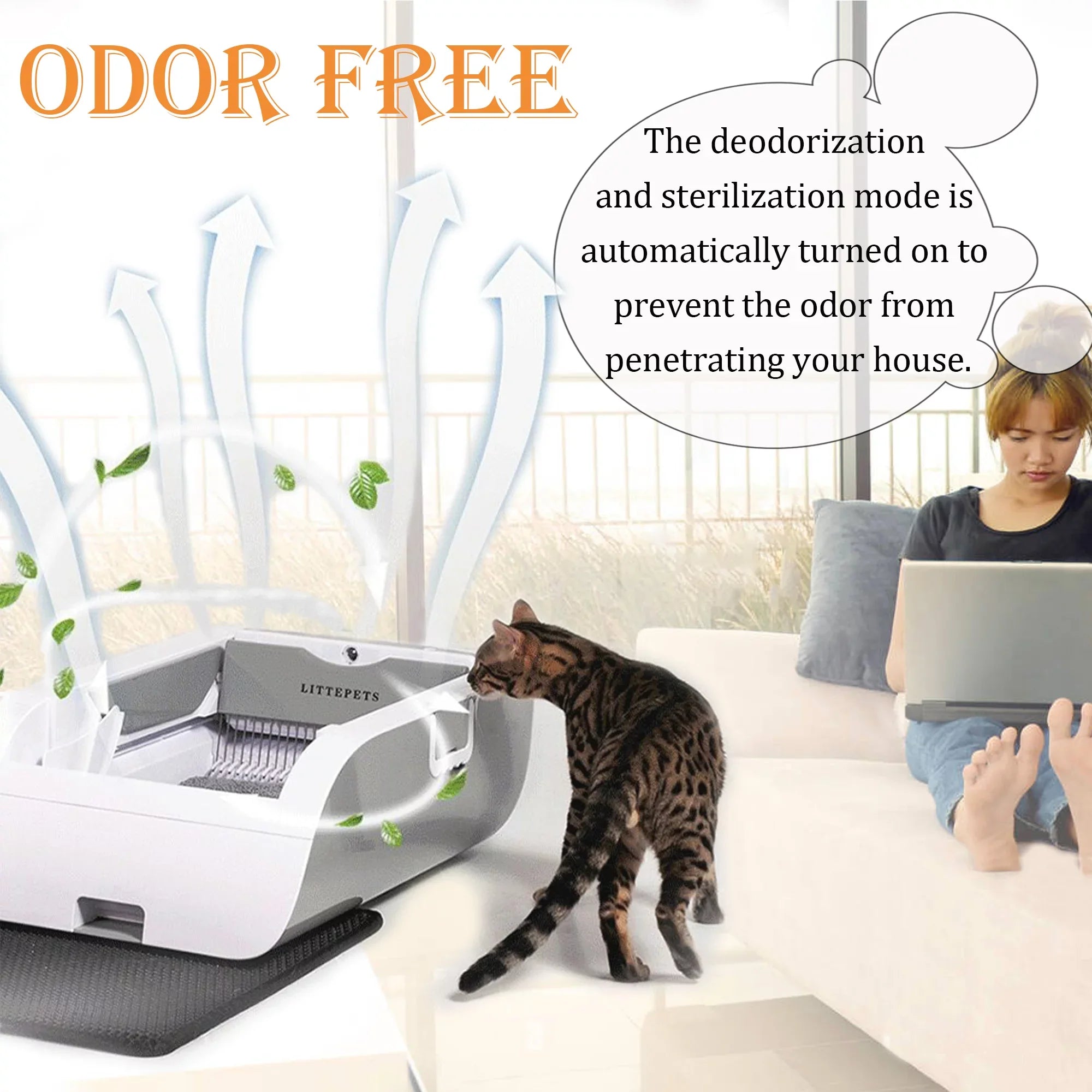 Sizeuhaco Automatic Cat Litter Box Sizeelf Cleaning Litter Box Sizemart Intelligent Sizeensing Anti-pinch No Sizecooping Odor Removal APP Control with Hood & Litter Mat