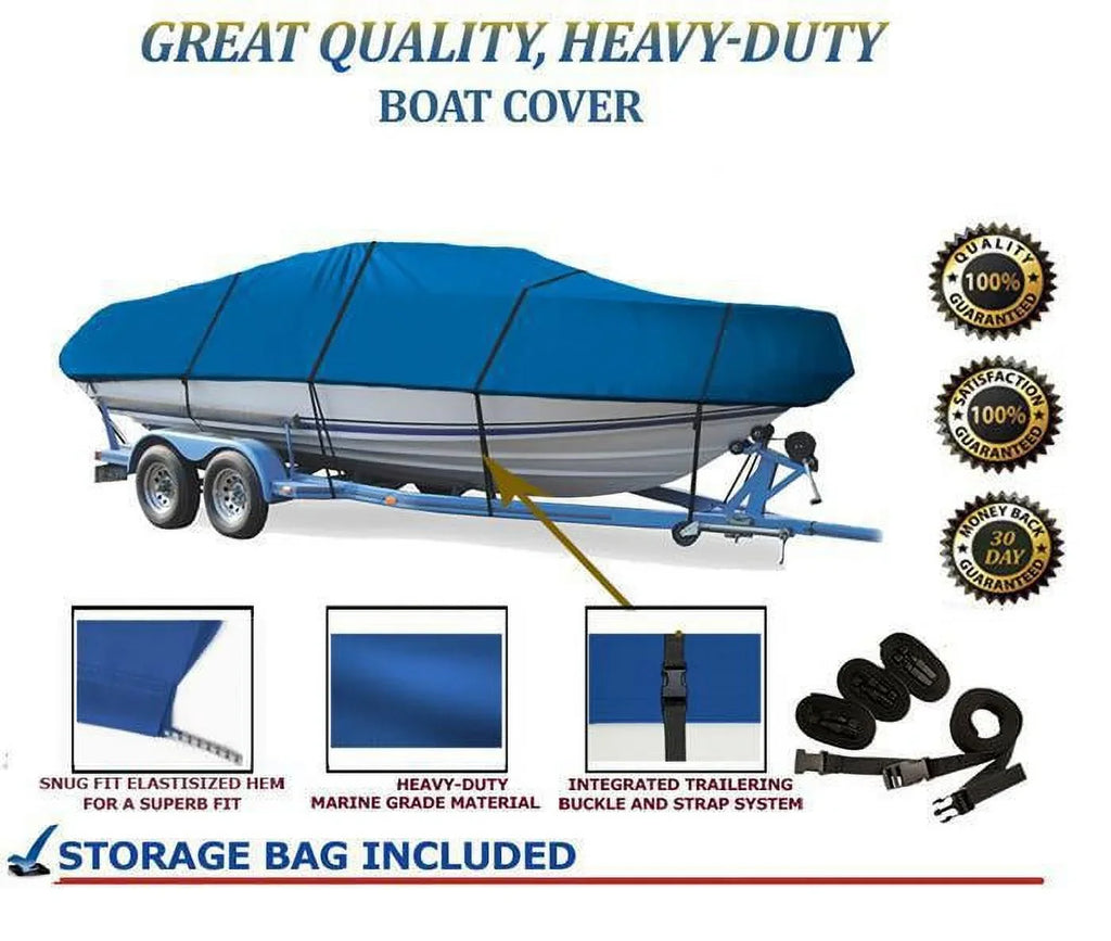 BLUE, GREAT QUALITY BOAT COVER Compatible for YARCRAFT COBRA 16 SizeC 2003-2004