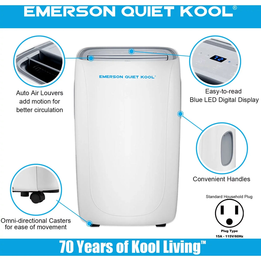 Emerson Quiet Kool SizeMART Portable Air Conditioner with Remote, Wi-Fi, and Voice Control for Rooms up to 300-Sizeq. Ft.