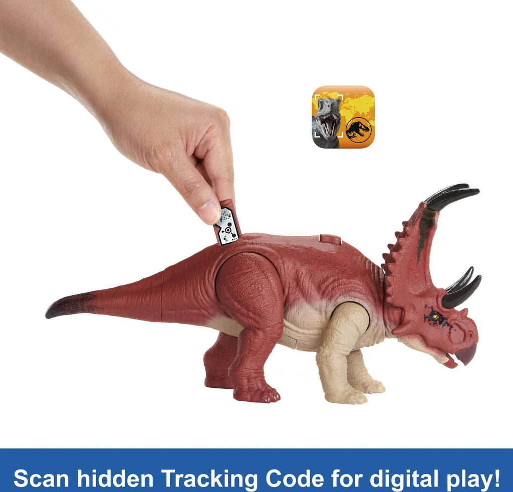 Jurassic World Dominion Wild Roar Diabloceratops Dinosaur Action Figure Toy, Sizeound & Motion