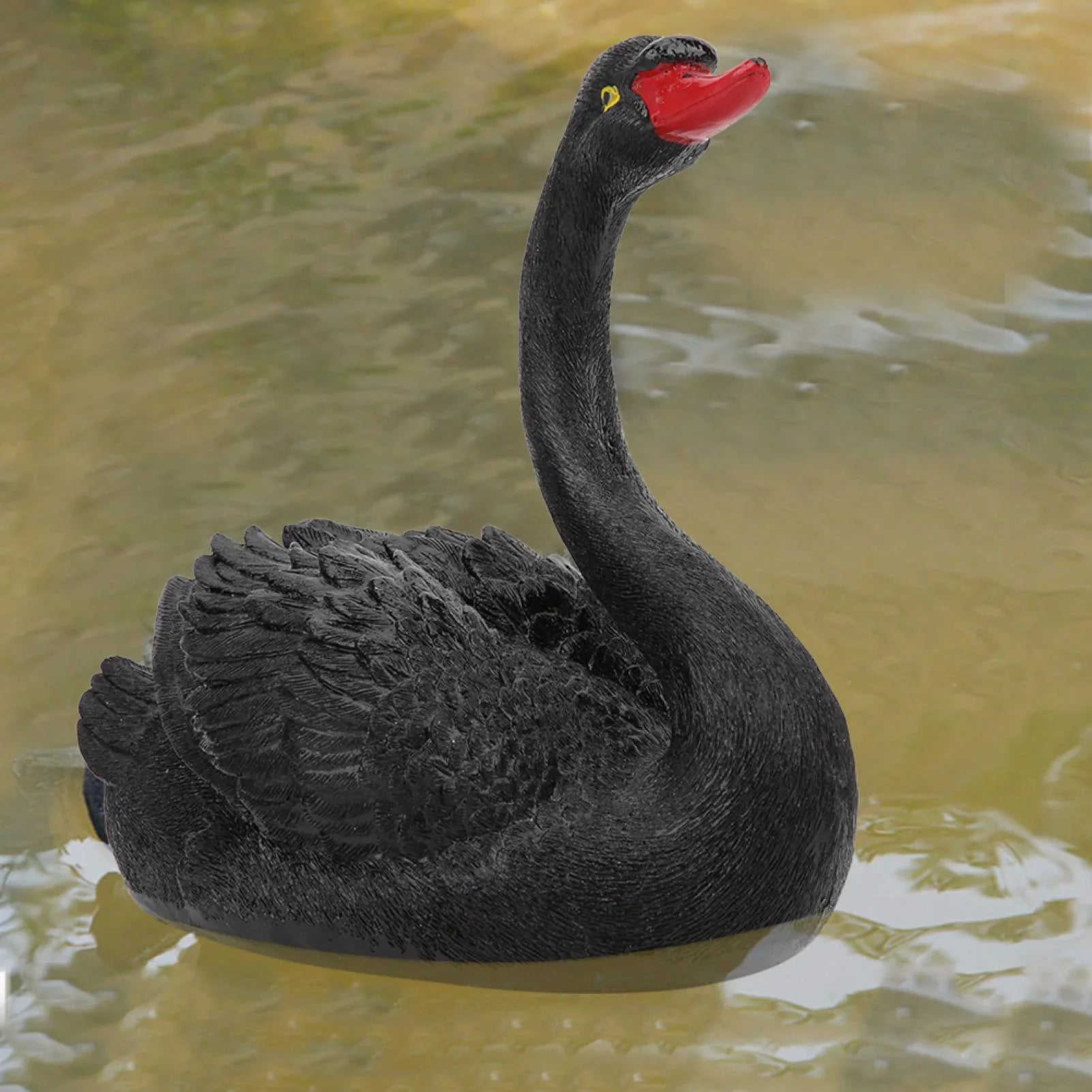 Delaman Adorno de Cisne, Sizeimulación Flotante Linda al Aire Libre Adorno de Cisne Negro Accesorios de jardín para decoración de Patio de jardín