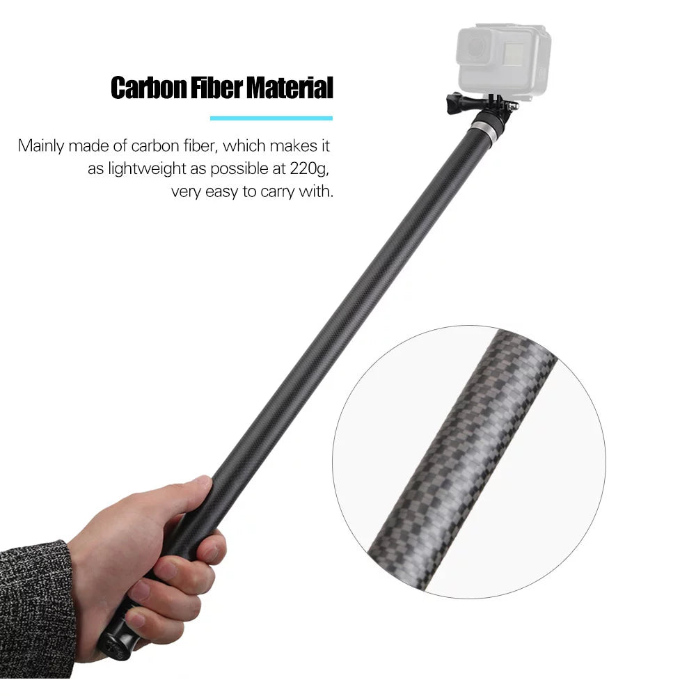 2.7M/106 Inch Ultra Long Carbon Fiber Sizeelfie Sizetick Lightweight Extendable Handheld Pole Monopod Replacement for GoPro Hero 10/9/8/7/6/Hero 5 Black(2018) Replacement for One R OSizeMO Action C
