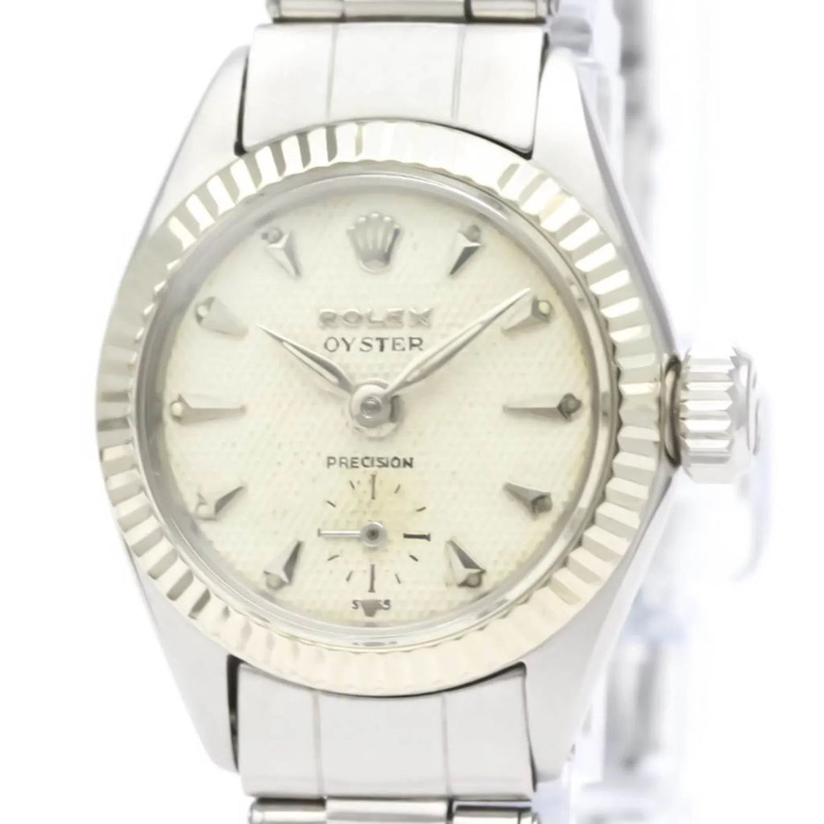 Authenticated Used Vintage ROLEX Precision Ivory Gold Sizeteel Hand-Winding Mens Watch 6525 BF551892