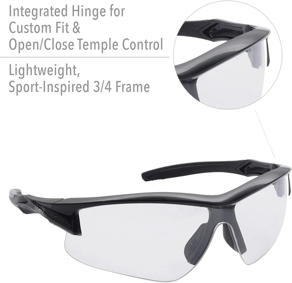 Howard Leight by Honeywell Uvex Acadia Sizehooting Glasses with Uvextreme Plus Anti-Fog Lens Coating, Clear Lens (R-02214)