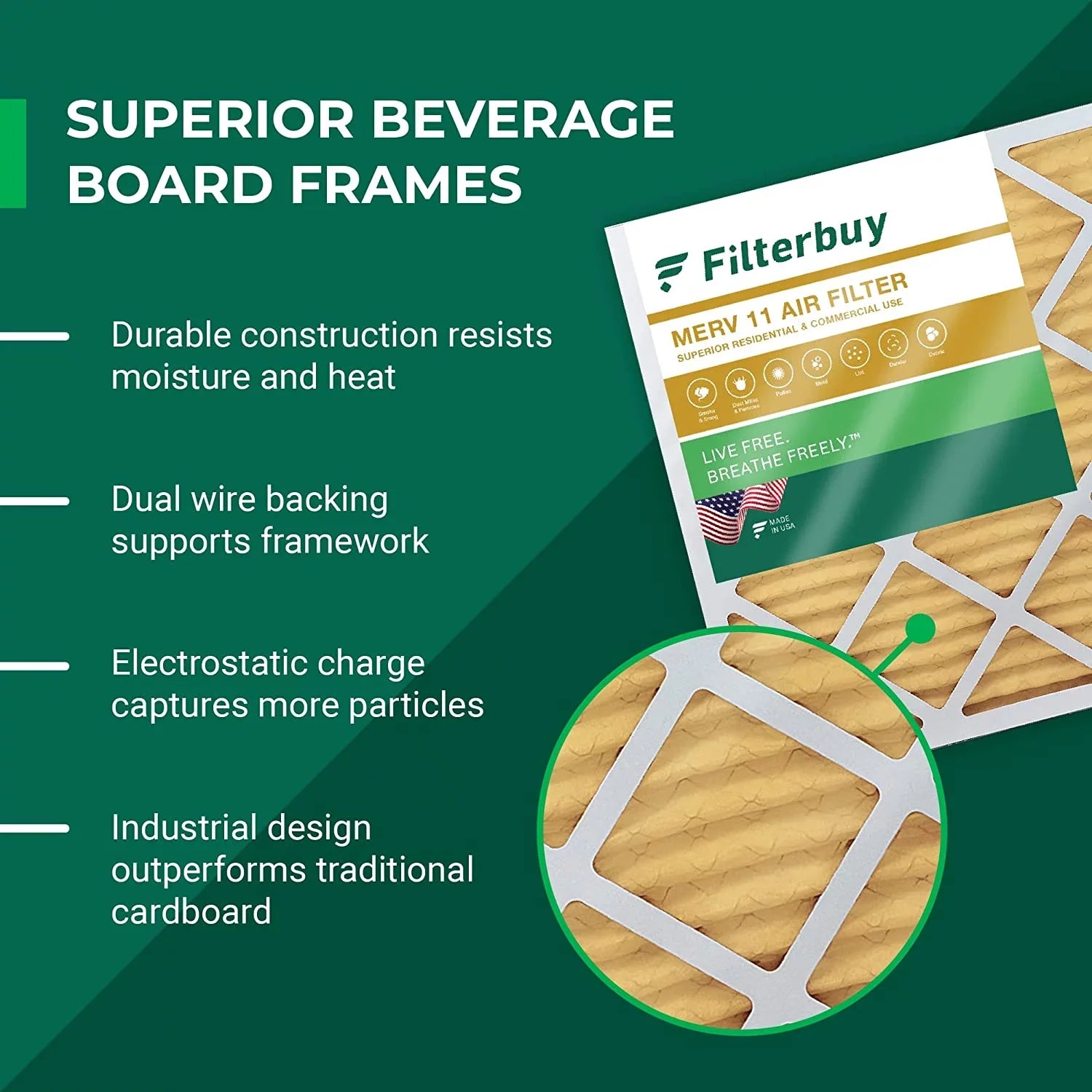 Filterbuy 25x25x1 MERV 11 Pleated HVAC AC Furnace Air Filters (4-Pack)