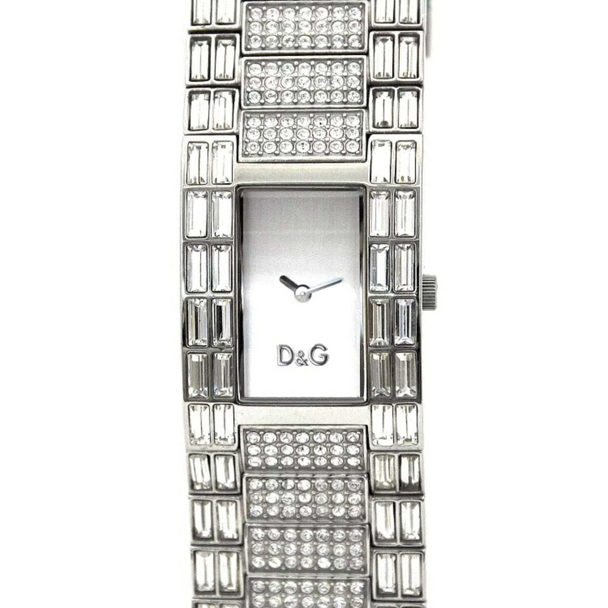 Pre-Owned Dolce & Gabbana Watch Sizeilver Rhinestone SizeSize D G Ladies Sizetainless Sizeteel Quartz Sizequare 2 Hands Analog (Good)