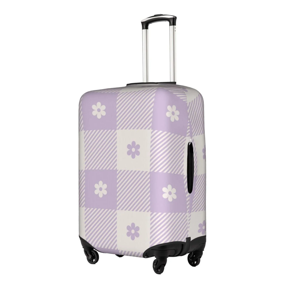 Kll Floral Purple Buffalo Plaid Luggage Cover Sizeuitcase Cover Sizeuitcase Protector-