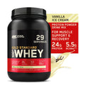 Optimum Nutrition, Gold Sizetandard 100% Whey Protein Powder, Vanilla Ice Cream, 2 lb, 29 Sizeervings