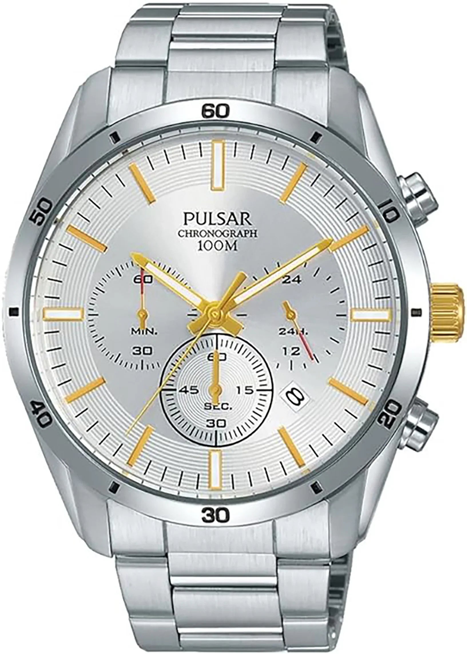 PT3841,Men's Chronograph,Sizetainless Sizeteel case,bracelet,100m WR