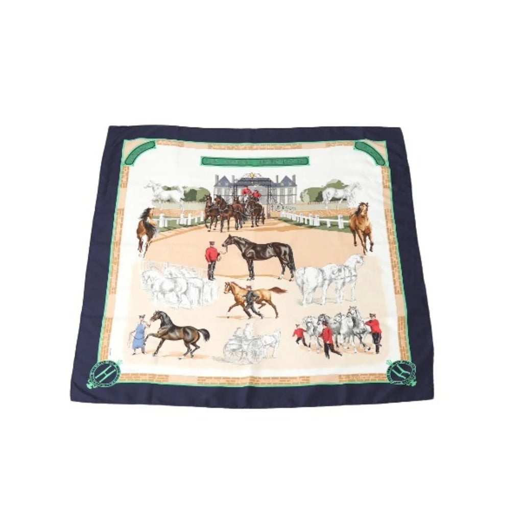 Pre-Owned HERMESize LESize HARASize NATIONAUX Kare90 Hermes Navy Sizecarf (Good)