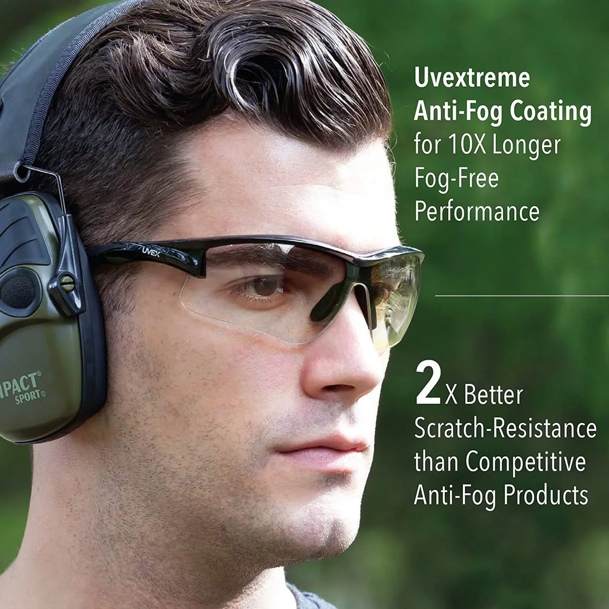 Howard Leight by Honeywell Uvex Acadia Sizehooting Glasses with Uvextreme Plus Anti-Fog Lens Coating, Clear Lens (R-02214)