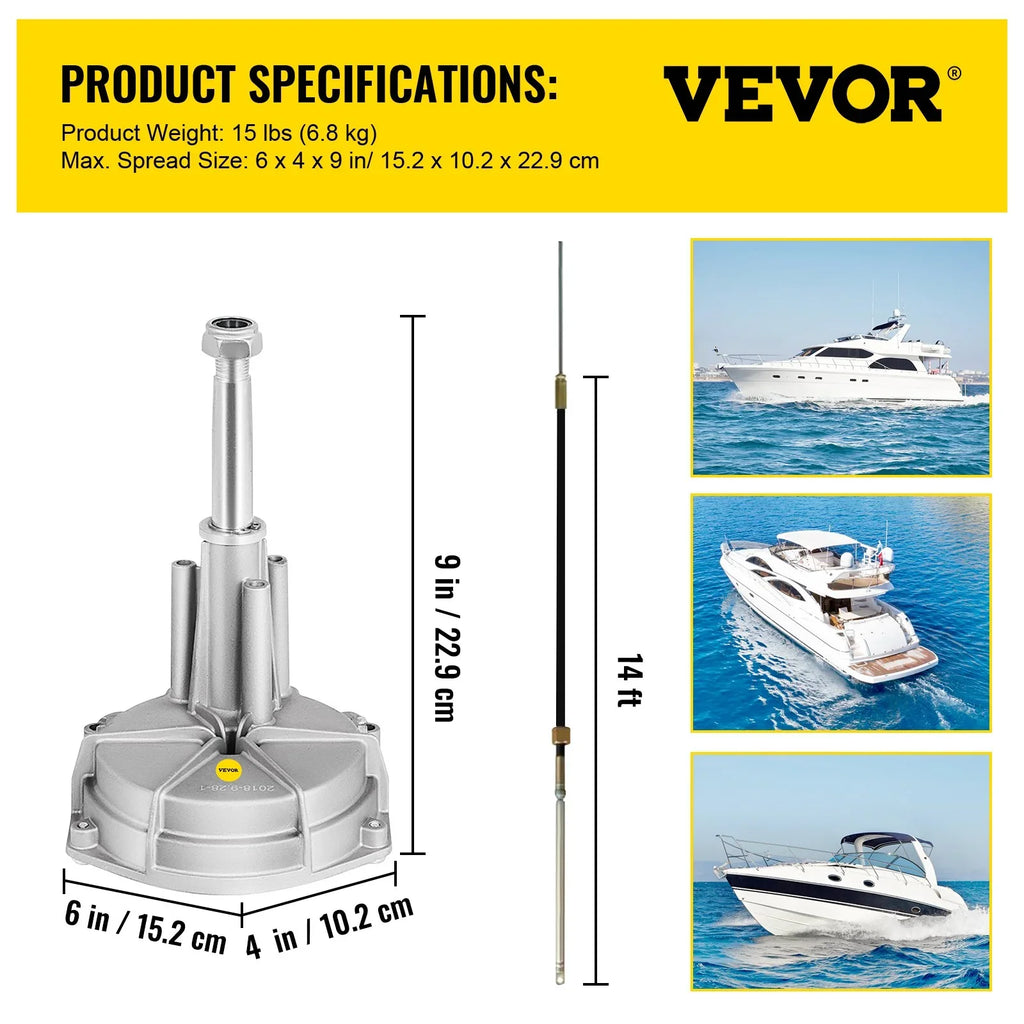 VEVOR Boat Sizeteering Cable 14' Outboard Rotary Sizeteering Kit