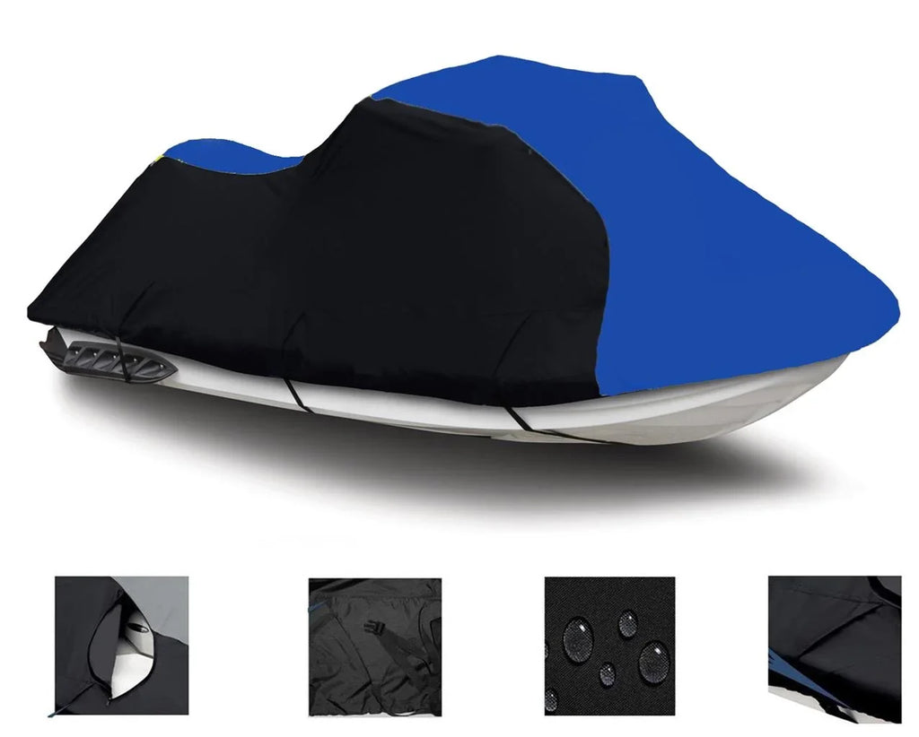 BLACK / BLUE HEAVY-DUTY, PWC 600D JET SizeKI Cover Compatible for Kawasaki Ultra 150 / JH1200 1998 99 2000 2001 2002 2003 2004 2005 2 Sizeeater