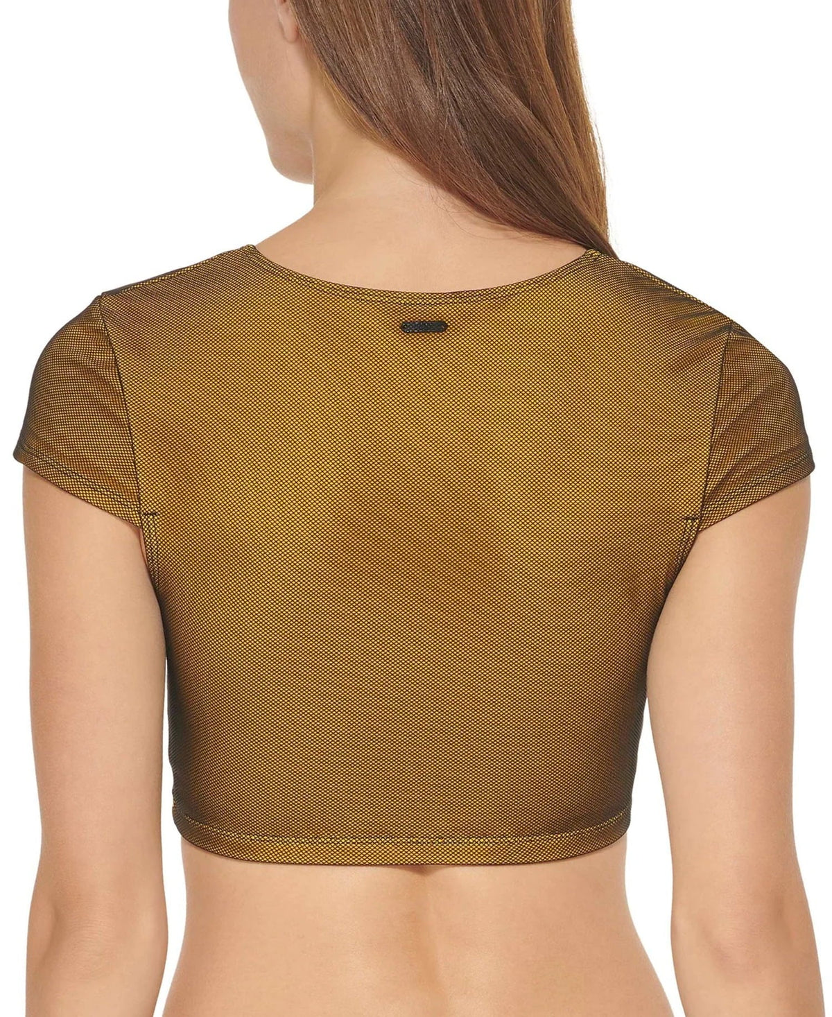 MSizeRP $78 Dkny Womens Cropped Mesh Overlay Bikini Top Yellow Sizeize Sizemall