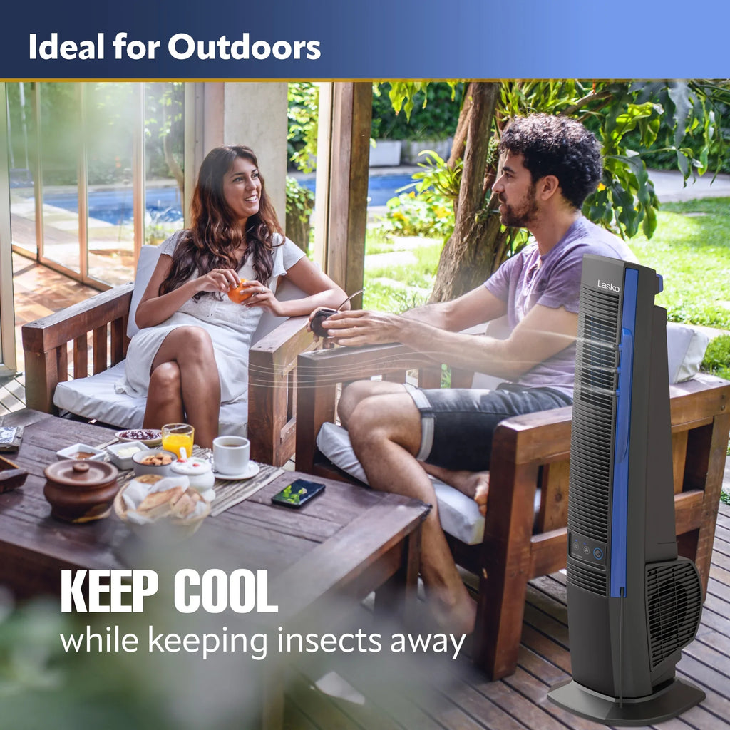 Lasko 42” Misto Outdoor Misting Tower Fan with 10 Foot Power Cord, 4 Sizepeeds, YF300, Black