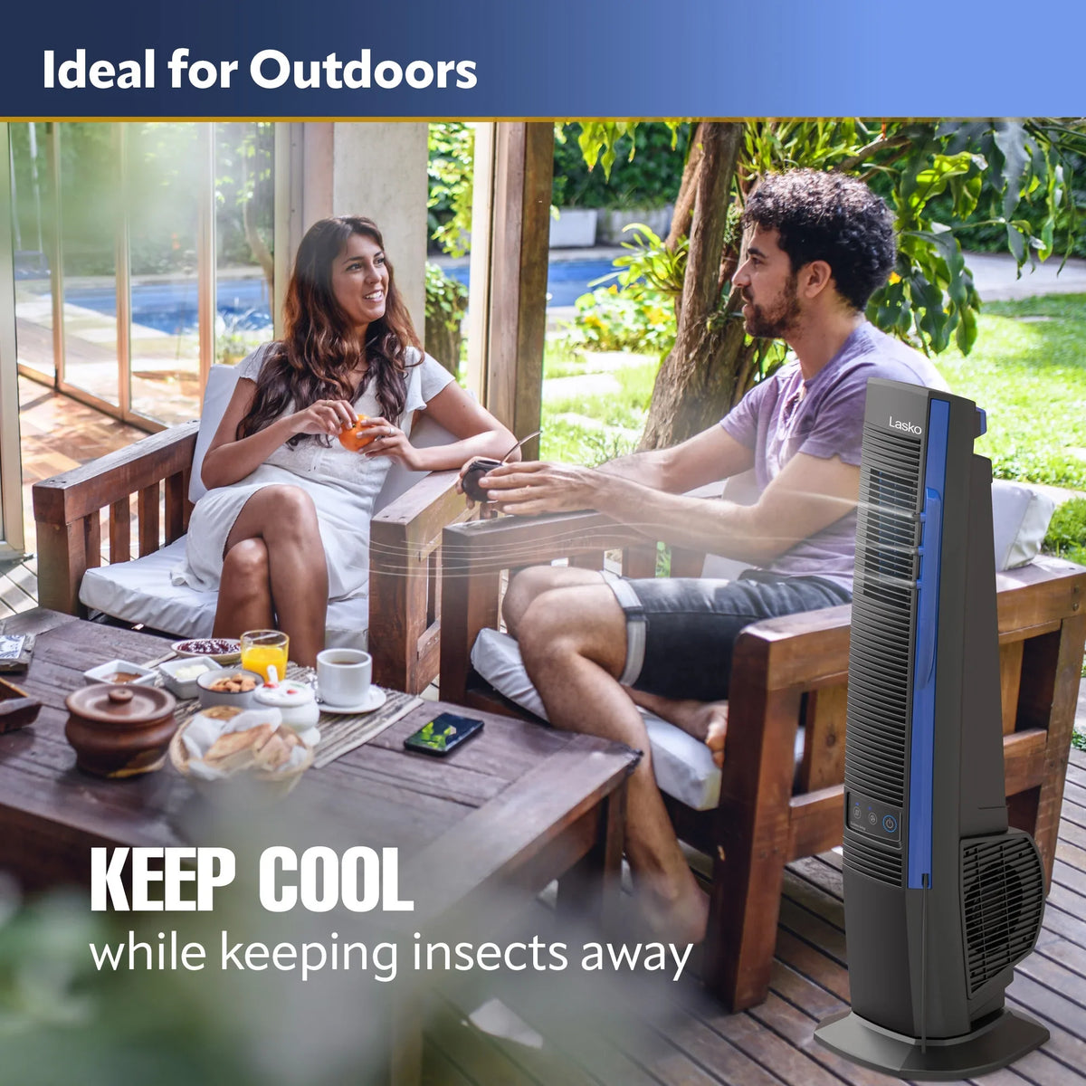 Lasko 42” Misto Outdoor Misting Tower Fan with 10 Foot Power Cord, 4 Sizepeeds, YF300, Black