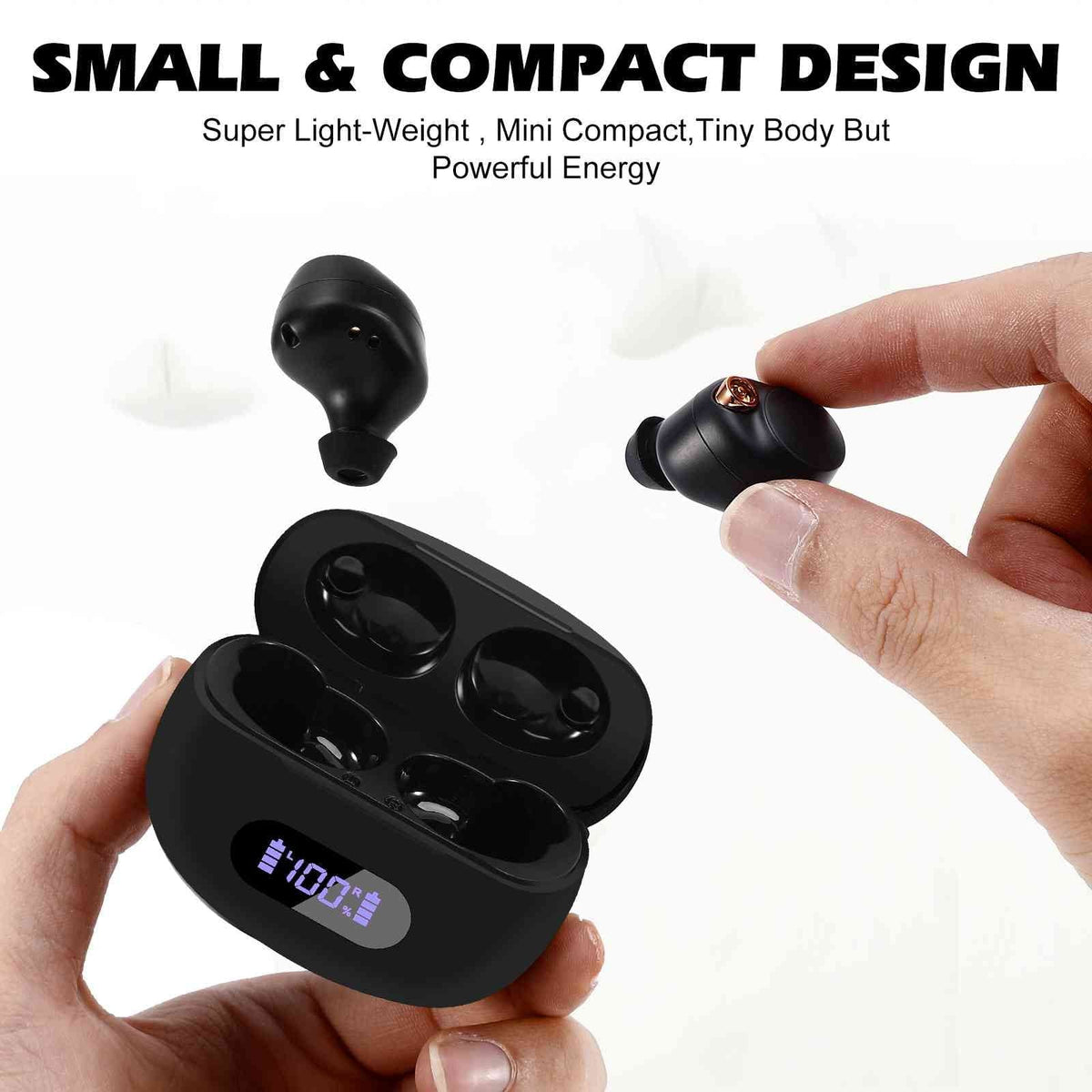 UrbanX True Wireless Bluetooth Earbuds + Charging Case, Black, Dual Connect, IPX5 Water Resistance, Bluetooth 5.2 Connection, Balanced, Bass Boost Compatible with Lenovo Legion Y700 (2023)