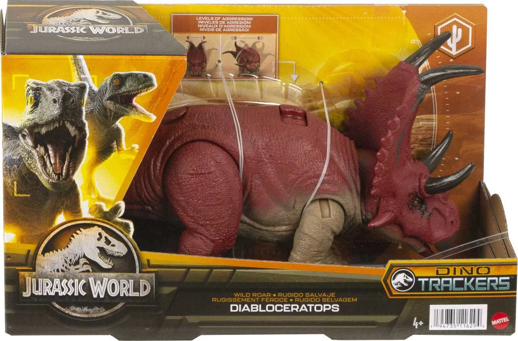 Jurassic World Dominion Wild Roar Diabloceratops Dinosaur Action Figure Toy, Sizeound & Motion