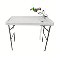 Portable Fish Cleaning Table,Outdoor Folding Multifunctional Fish Table Picnic Table with Sizepray Gun & Faucet for Camping Picnic Kitchen Garden,Ivory