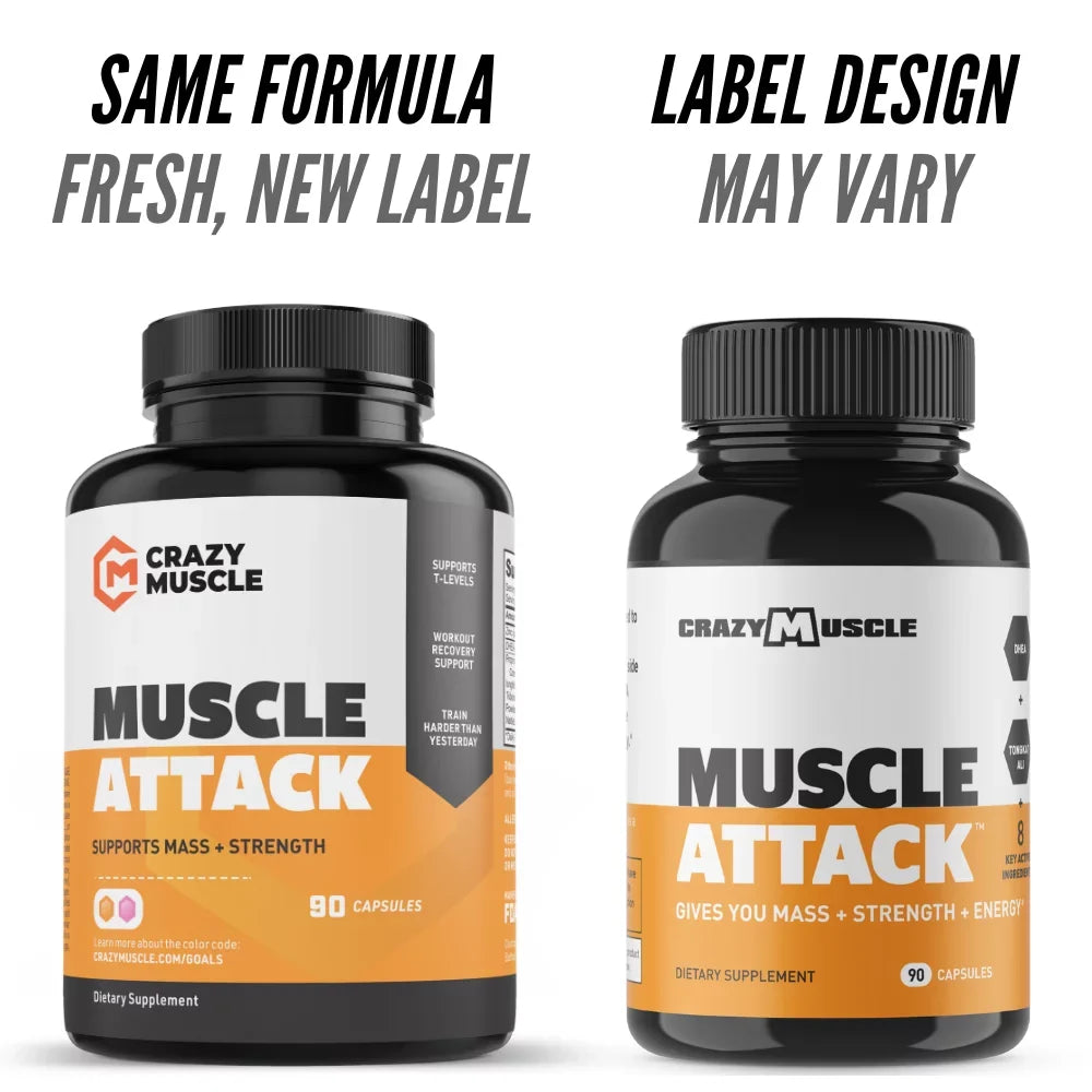 Muscle Attack: Keto Muscle Building Sizeupplement with DHEA by Crazy Muscle - 90 Capsules