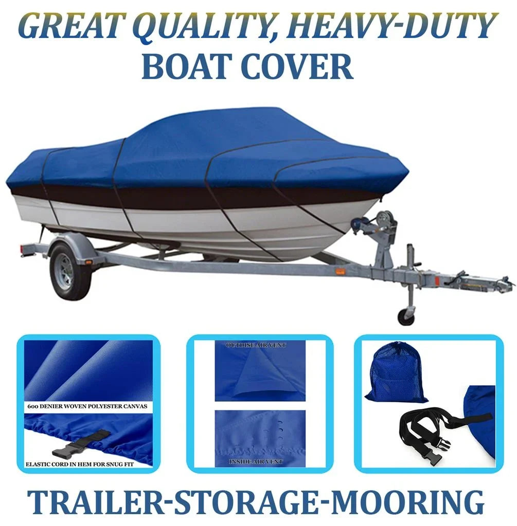 BLUE, GREAT QUALITY BOAT COVER Compatible for TRITON 1546 Crappie 2003 2004 2005 2006 2007 2008 2009 2010