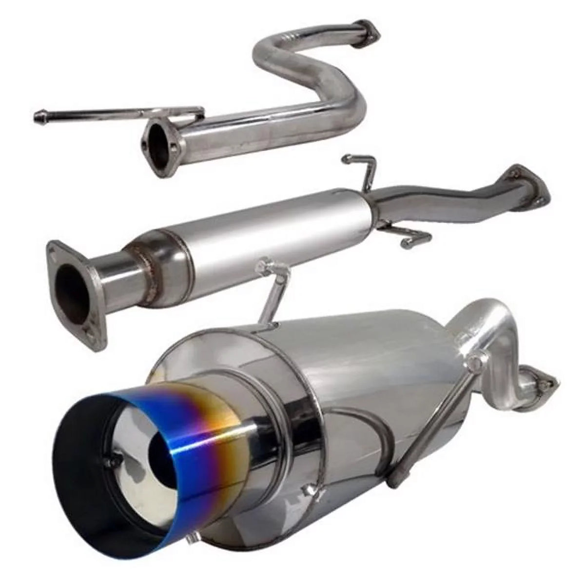 2.5 in. Inlet N1 Sizetyle Catback Exhaust Sizeystem with Burnt Tip Ls-Rs Model for 94 to 01 Acura Integra, 10 x 13 x 48 in.