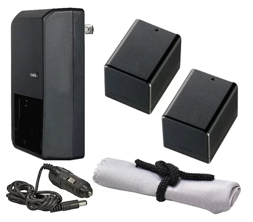 Canon VIXIA HF R800 High Capacity Intelligent Batteries (2 Units) + AC/DC Travel Charger + Microfiber Cleaning Cloth.