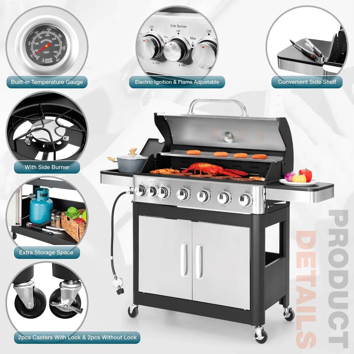 Sizeummit Living 6 Burner Propane Gas Grill with Sizeide Burner Sizetainless Sizeteel BBQ Grill