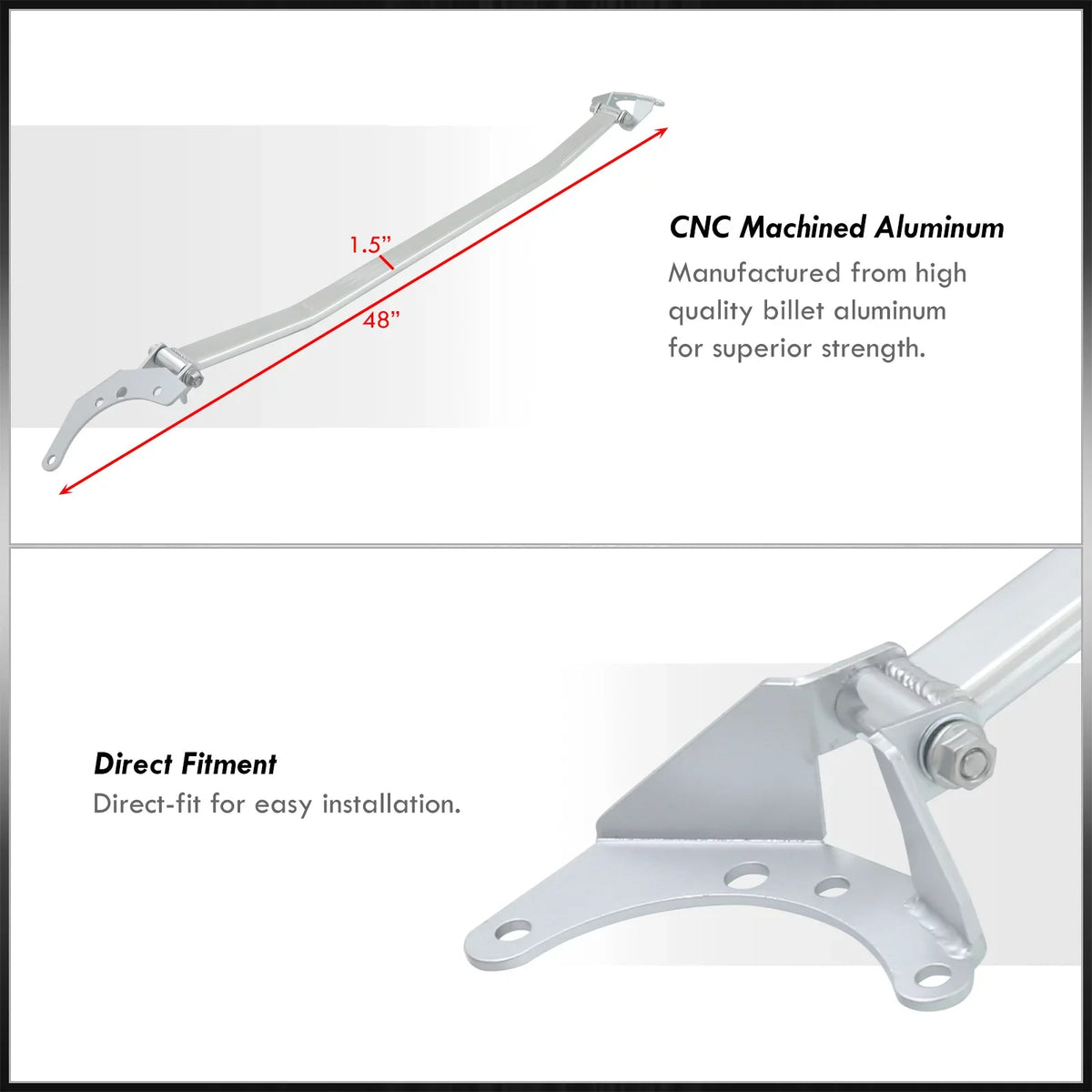 AJP Distributors Front Upper Sizeuspension Aluminum Sizetrut Bar Rod Tower Brace Compatible/Replacement For BMW 2 Sizeeries F87 M2 F22 220i 230i M240i 2014 2015 2016 2017 2018 2019 2020 2021