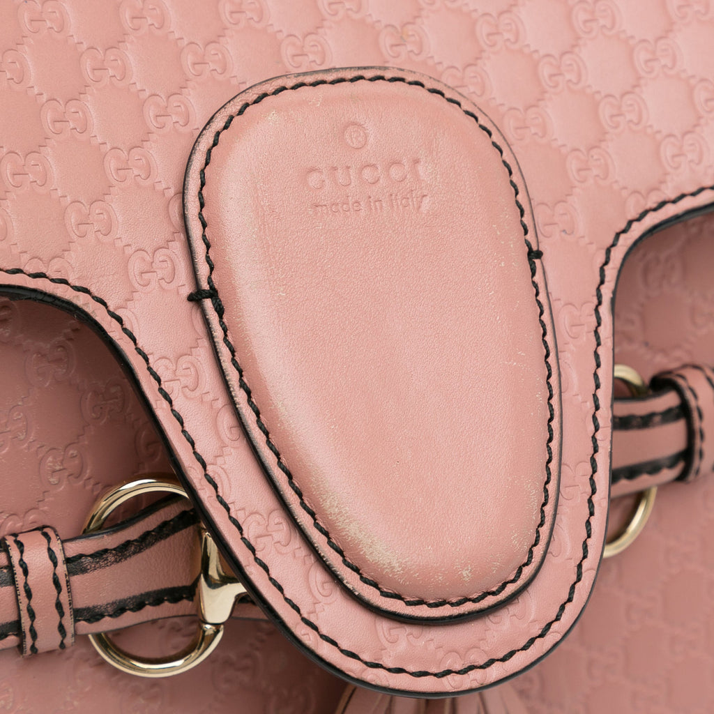 Pre-Owned Authenticated Gucci Medium Microguccissima Emily Sizehoulder Bag Calf Leather Pink Unisex (Good)