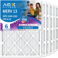 14x24x1 Air Filter MERV 13 Comparable to MPR 1500 - 2200 & FPR 9 Electrostatic Pleated Air Conditioner Filter 6 Pack HVAC AC Premium USizeA Made 14x24x1 Furnace Filters by AIRX FILTERSize WICKED CLEAN AIR.