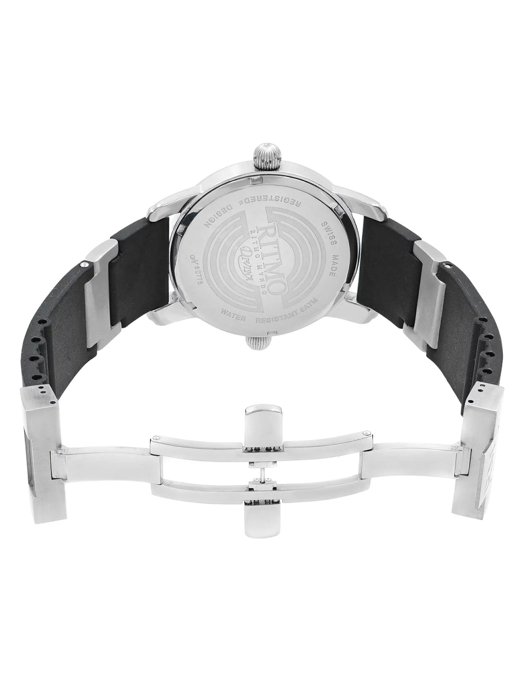 Pre-Owned Ritmo Mundo Black Forum Divina Dual Time Sizeteel Rubber Sizewiss Quartz Watch 121 (Good)