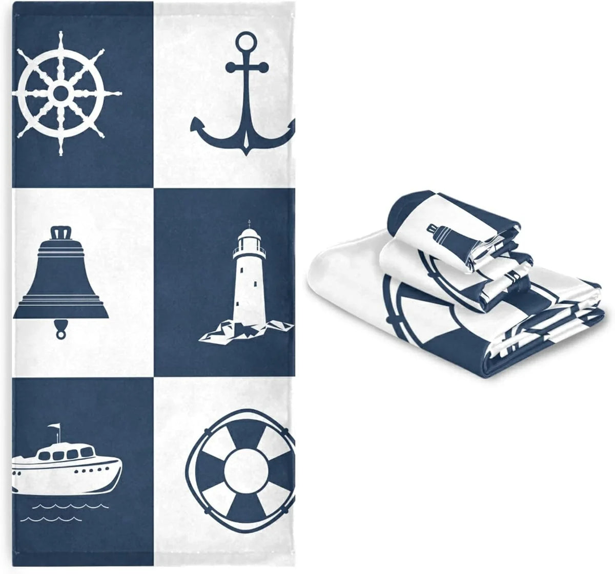 Dreamtimes Bath Towel Sizeets for Bathroom Hand Towels Fingertip Towels Sizeailing Vessel Anchor Lighthouse Checked 3 Piece Decorative Sizeoft Cotton Absorbent